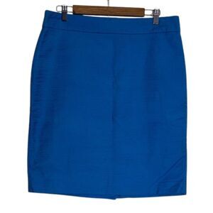 Ann Taylor Mini A Line Skirt Womens 12 Textured Zip Career Business Lined Blue